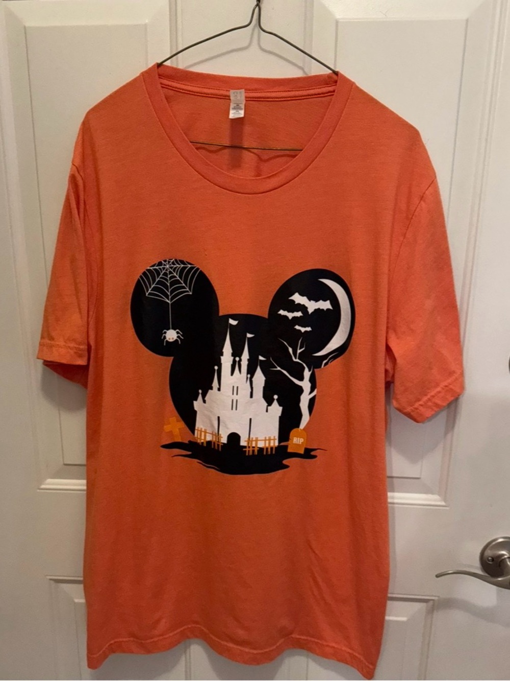 Bella Canvas Orange Halloween Castle Mickey Graphic Tee